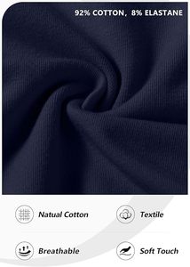 <b>Men's</b> <b>Navy</b> Blue Cotton Sweatpants Elastic Waist Drawstring Casual <b>Joggers</b> With Side Pockets Breathable Midweight Knitted Pants - Product Image 5