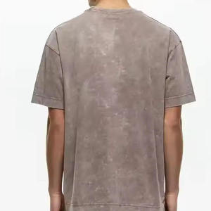 Camiseta de punto informal de manga corta con cuello redondo y estampado por sublimación tie-dye 100% algodón de talla grande para hombre, color gris - Product Image 2