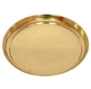 Premium Floral Brass Puja Plate for Daily Puja Traditional Floral Brass Puja Thali for <b>Mandir</b> Elegant Traditional Flower Brass - Product Image 1