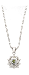Collar con Colgante de Peridoto en Plata 925 con Baño de Rodio para Mujer, Forma de Flor, Cadena de Serpiente, Joyería Clásica para Uso Diario - Product Image 2
