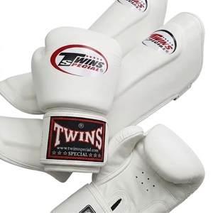 Twins Muay Thai MMA Boxing Gloves & Shin Guard Kit Real Leather Training Set Breathable Lightweight Adjustable <b>Wrist</b> <b>Strap</b> - Product Image 4