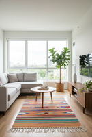 Tapis en coton 100% fait main, motif floral, design moderne, lavable en machine, réversible, sur mesure, pour la maison, l'hôtel, les voyages et l'usage commercial