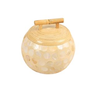 Tarro de Bambú Ecológico con Superficie Incrustada de Madreperla, Contenedor Decorativo Hecho a Mano para la Encimera de la Cocina - Product Image 1