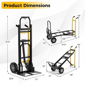 Carrello Convertibile 3 in 1 con Telaio in Metallo e 4 Ruote in Gomma per un Facile Trasporto - Product Image 4