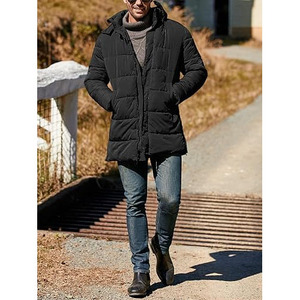 Veste longue matelassée pour homme, vêtements d'hiver, veste personnalisée, design OEM, veste longue matelassée imperméable en polyester pour homme - Product Image 4