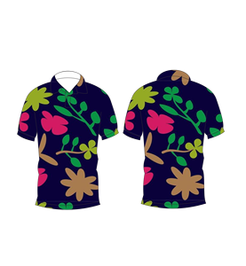 Camisa Polo para Hombre, Estampado Floral Abstracto Azul Marino, Manga Corta, Estilo Casual Hawaiano, para Verano y Golf - Product Image 3