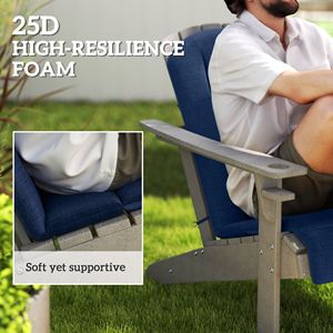 Set di 4 Cuscini per Sedie da Esterno Blu Navy, Cuscino Adirondack con Schienale Alto e Lacci, Schiuma ad Alta Densità - Product Image 4
