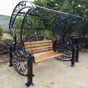 Classic Wrought Iron Swing - Luxury 2-Person Metal Garden Bench <b>Hanging</b> Chair for Outdoor Backyard, Patio Porch & Lawn Decor - Product Image 4
