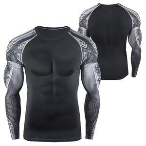 Custom Logo Printed Full Sleeve O Neck Men MMA Rash Guard New Arrival 2025-26 Custom Made Professional Men Rash Guards - Product Image 2