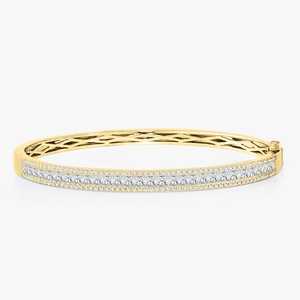 Lab Grown Diamond Bangle <b>Bracelets</b> Custom 14K 18K Solid Gold Princess Round Cut Hinge <b>Cuff</b> Minimalist Stacking Jewelry Wholesale - Product Image 1