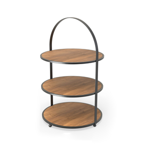<b>3</b> <b>Tier</b> Round Wooden <b>Cake</b> <b>Stand</b> with Metal Frame Reusable for Dessert Display - Product Image 1