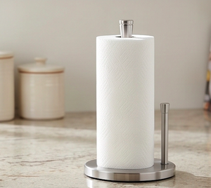 Porte-serviettes en acier inoxydable de haute qualité, finition argentée, avec base ronde, parfait pour une utilisation sur comptoir et dans la salle de bain - Product Image 3