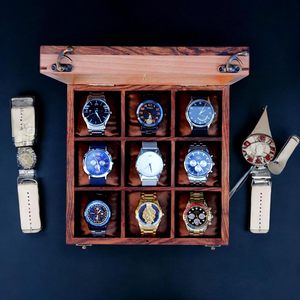Premium 9-Slot Wooden Watch <b>Display</b> <b>Case</b> Handcrafted Men’s Watch Box,Vintage <b>Display</b> <b>Case</b> in Indian Rosewood, - Product Image 2