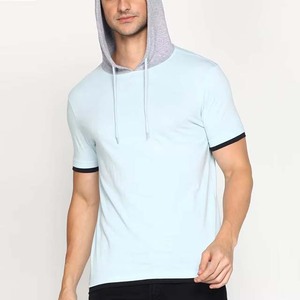 Customized Embroidered Printing <b>Short</b> <b>Sleeves</b> <b>Men's</b> <b>Hoodie</b> Quick Dry Breathable Eco-Friendly Gym Sports 100% Cotton Material - Product Image 4