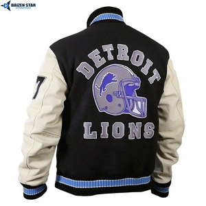 High Quality Custom Letterman Varsity Jacket for Brands OEM ODM Wholesale Streetwear Embroidery Wool Body Leather Sleeves - Product Image 2