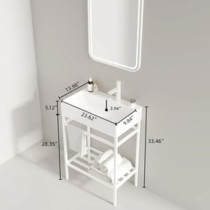 24 \ "bianco lucido bagno Set Freestanding Console lavello rettangolare in ceramica rubinetto aperto gambe in metallo - Product Image 5