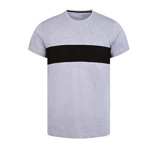 <b>Men</b> Plain Grey T Shirt with Black Chest Stripe | Casual Cotton Round Neck Half Sleeve Tee | Custom Streetwear Summer Wear - Product Image 3