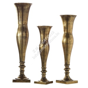 Handmade Coastal Modern Iron Rust Resistant Silver Gold Pillar Flower Vase High Quality Lightweight Wide Mouth Wedding Easter - Product Image 2