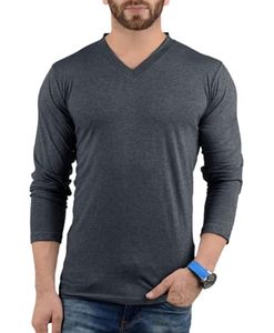 Camisa de manga larga hecha con hilo resistente para uso diario, cuello en V clásico, corte regular confiable - Product Image 3