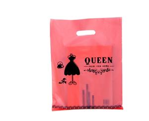 Red Die Cut Handle <b>Plastic</b> Shopping <b>Bags</b> - Product Image 1