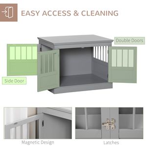 Cuccia per Cani in Legno Grigio Peltro, Lusso, per Razze Piccole, Tavolino con Tre Porte, Tubi in Acciaio Impermeabili, Gabbia in Plastica - Product Image 5