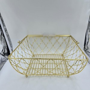Cesta de Frutas Decorativa con Asa de Alambre Metálico Dorado, Frutero para Encimera de Cocina, Organizador de Almacenamiento para Mesa de Comedor, Cesta de Regalo - Product Image 1