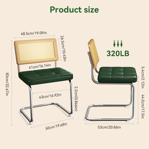 Set di 2 Sedie da Pranzo Moderne Stile Mid-Century Breu in Rattan Naturale con Schienale in Legno Massello per Cucina, Soggiorno e Sala da Pranzo - Product Image 2