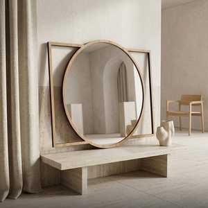 Modern Geometric Wooden <b>Wall</b> <b>Mirror</b> Center <b>Rectangular</b> Frame Decorative Accent <b>Mirror</b> Handmade Eco-Friendly for Home Interior - Product Image 3