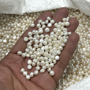 <b>White</b> Freshwater Pearl Cabochon Round shape 7MM 8MM Loose Gemstones Polished Stones For Jewelry Making Supply in Wholesale Price - Product Image 1