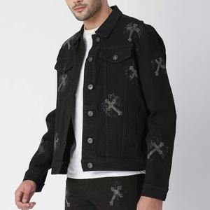 Chaqueta de Mezclilla para Hombre con Estampado Personalizado al por Mayor, Bordado de Primera Calidad, Apliques, Rayas, Botones y Cuello Alto - Product Image 6