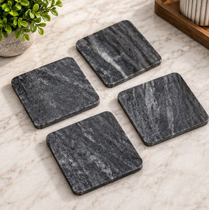 AK Brass Standard Marble Square <b>Coaster</b> Set Of 4 Unique <b>Black</b> And White Shade Marble For Table Decor / Kitchenware Item - Product Image 2