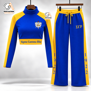 Conjunto de Sudadera con Capucha y Pantalones Deportivos para Mujer, Sigma Gamma Rho, 100% Algodón, Tallas Grandes, Color Azul, Ropa Griega, Pantalones de Felpa Ecológicos - Product Image 1