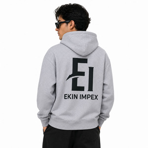 เสื้อฮู้ดดี้พิมพ์ลายสกรีนสีเทาอ่อนพรีเมียมสำหรับผู้ชาย – เสื้อสเวตเชิ้ตมีฮู้ดผ้าฟลีซทรงโอเวอร์ไซส์พร้อมกระเป๋าจิงโจ้ - Product Image 4