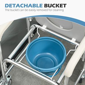 3-in-1 sedia a rotelle grigia da doccia con Design Commode impermeabile e imbottita da 330 libbre per il trasporto di attrezzature di sicurezza per il bagno - Product Image 4