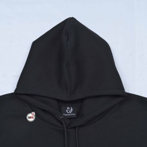 Sudadera con Capucha Negra para Hombre de Calidad Premium, Oversize, de Algodón French Terry, Informal, para Otoño, con Bolsillo Frontal y Logotipo, Precio al por Mayor - Product Image 3