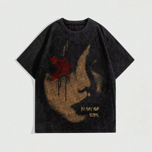 เสื้อยืดคอตตอนทรงหลวมโอเวอร์ไซส์สำหรับผู้ชาย ขายส่ง แบบไหล่ตก ล้างสีแบบแอซิดวอชและสโตนวอช พิมพ์ลายสกรีนและพิมพ์ลายแบบ DTG ตามสั่ง - Product Image 1