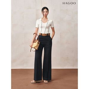 Pantalon en jean à taille haute et jambes larges Q801 pour femmes, coupe décontractée - Product Image 1