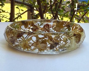 Resin Bangle Lightweight Comfortable Wear <b>Pressed</b> <b>Flower</b> Resin Bangle With Real <b>Flowers</b> Nasturtium Daisy White Rose - Product Image 4