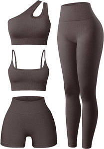 Pink 3 Piece Yoga Set Turtleneck <b>Jacket</b> Crisscross Sports Bra High Waist Leggings Breathable Mesh Seamless <b>Workout</b> Wear - Product Image 4