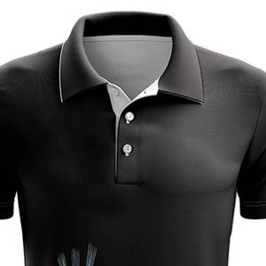 Polo Deportivo para Hombre |   Impresión por sublimación Tidal en negro y azul hielo |   Camiseta Deportiva Transpirable que Absorbe la Humedad - Product Image 6