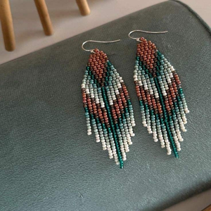 Handmade Women's <b>Cute</b> Embroidery Sic'em Design Customized Logo Flower Style Lightweight Glass Seed Beads <b>Earrings</b> - Product Image 3