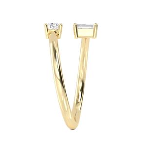 Exquisito Anillo de Diamante Cultivado en Laboratorio de Oro Blanco de 9K, 0.54 ct, Corte Esmeralda, Solitario, con Acento Brillante para Compromiso - Product Image 2