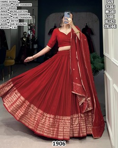 Lehenga Choli de mariée pour femme Noor-e-Magenta, style Bhandhani, longueur ras du sol, traditionnel, en Chanderi, protection solaire, séchage rapide, pour Diwali - Product Image 4