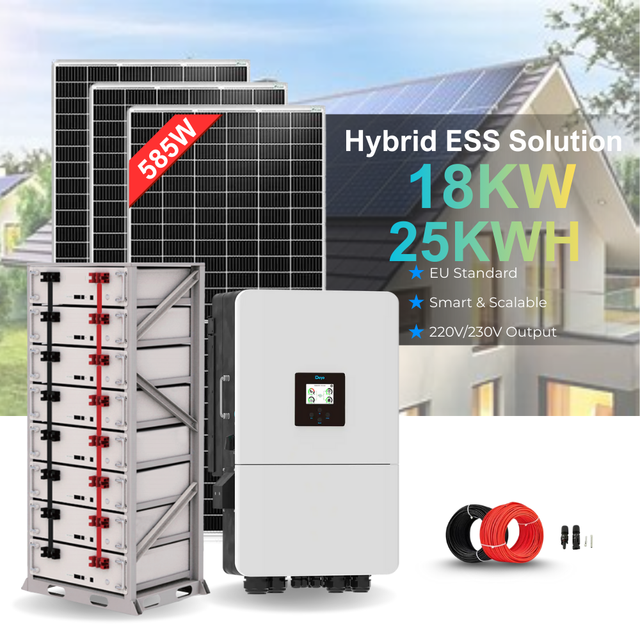 18KW Solar Energy Storage System Deye Complete Hybrid 18KW Three Phase Inverter 25kWh Battery Mono Solar Panel