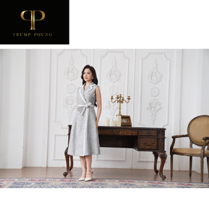 Elegante vestido ceñido acampanado para mujer 100% algodón cuello alto estilo femenino tela Natural abrigo absorbente de sudor estampado - Product Image 3