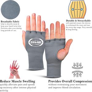 Farabi Sports - Vendas de Boxeo para Manos, Medios Dedos, Nailon y Algodón, Ligeras, Elásticas, Guantes Interiores con Acolchado de Gel, para Boxeo, MMA, Muay Thai - Product Image 2
