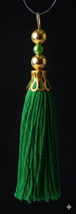 Green Decorative <b>Tassel</b> With Gold Beads <b>For</b> Wooden Box Accessory 100% Rayon Fringe - Product Image 3