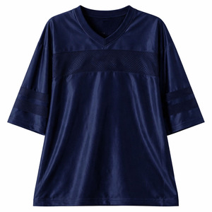 เสื้อยืดโอเวอร์ไซส์ทรงวีคอแบบเสื้อเจอร์ซีย์อเมริกันฟุตบอล ผ้าโพลีเอสเตอร์น้ำหนักเบา ระบายอากาศได้ดี สไตล์สตรีทแวร์ สำหรับผู้หญิง รับสั่งทำ - Product Image 3