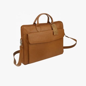 Sacoche d'affaires unisexe en cuir véritable marron 2026 personnalisée, sac à bandoulière avec sangle arquée, grande capacité, fermeture éclair - Product Image 1