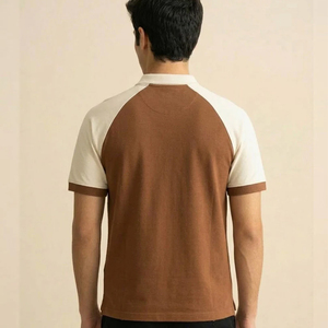 เสื้อยืดแขนราแกลนผู้ชายสั่งทำโลโก้ขายส่ง ระบายอากาศได้ดี ผ้าฝ้ายถัก 100% คอวี ทรงลำลองทันสมัย - Product Image 2